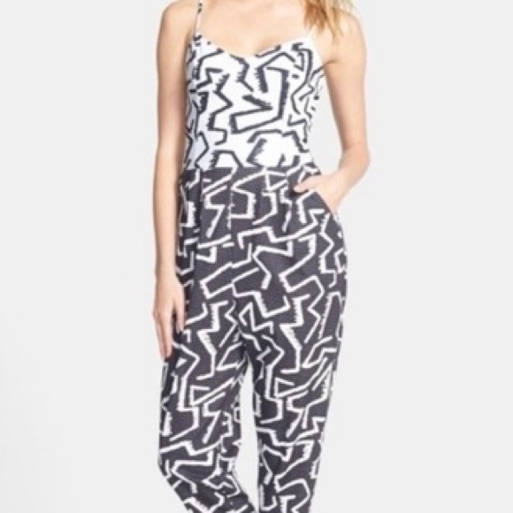 Rules of Etiquette Black White Geometric Abstract Jumpsuit